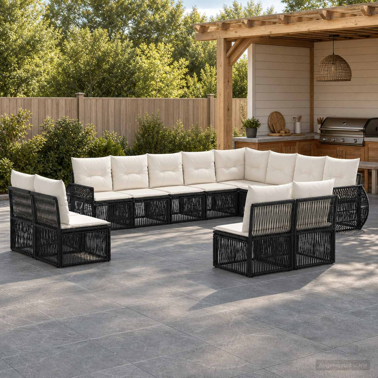 vidaXL Tuinbank Set 13 pcs Grijs en Donkergrijs poly rattan