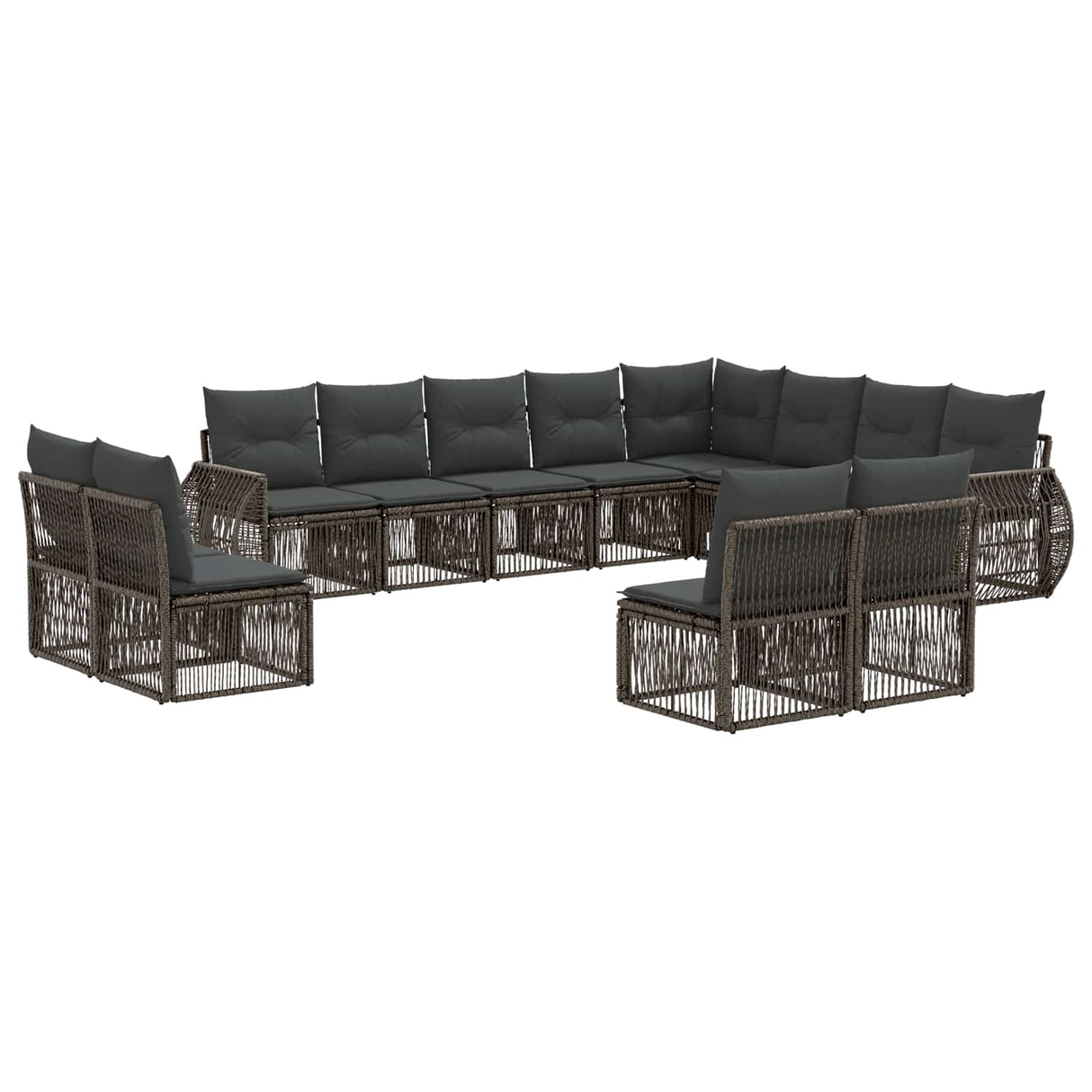 vidaXL Tuinbank Set 13 pcs Grijs en Donkergrijs poly rattan