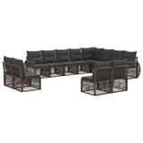 vidaXL Tuinbank Set 13 pcs Grijs en Donkergrijs poly rattan