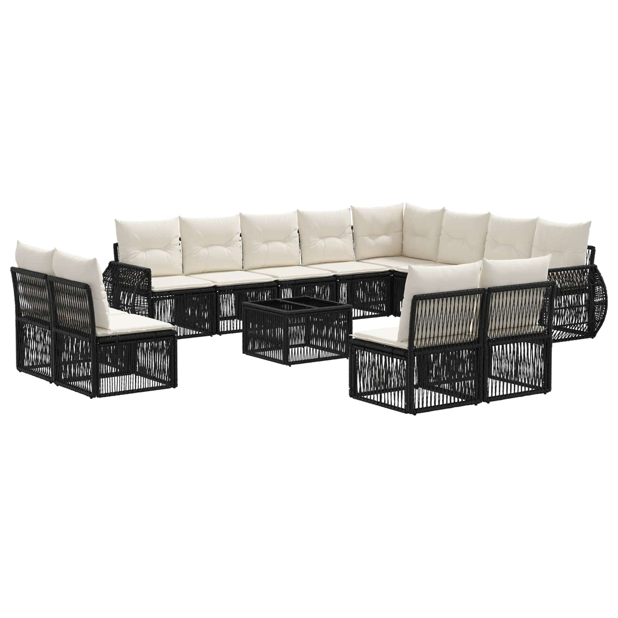 vidaXL Tuinbank Set 13 pcs Grijs en Donkergrijs poly rattan