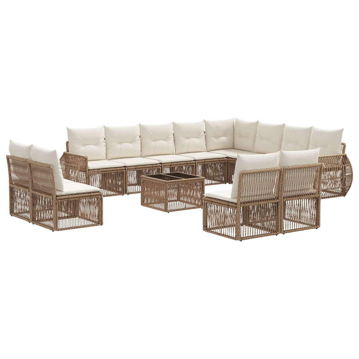 vidaXL Tuinbank Set 13 pcs Grijs en Donkergrijs poly rattan
