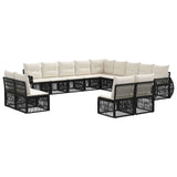 vidaXL Tuinbank Set 14 pcs Zwart en Crème Wit poly rattan