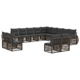 vidaXL Tuinbank Set 14 pcs Zwart en Crème Wit poly rattan