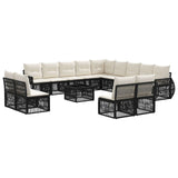vidaXL Tuinbank Set 14 pcs Zwart en Crème Wit poly rattan