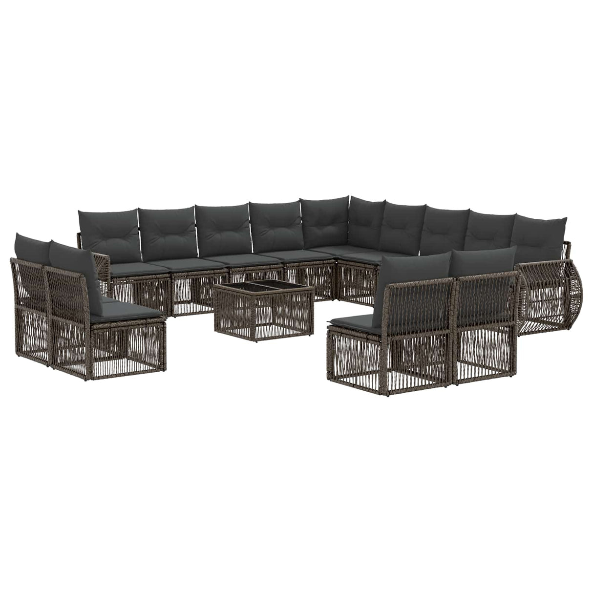 vidaXL Tuinbank Set 14 pcs Zwart en Crème Wit poly rattan