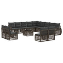 vidaXL Tuinbank Set 14 pcs Zwart en Crème Wit poly rattan