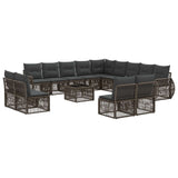 vidaXL Tuinbank Set 14 pcs Zwart en Crème Wit poly rattan