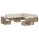 vidaXL Tuinbank Set 14 pcs Zwart en Crème Wit poly rattan