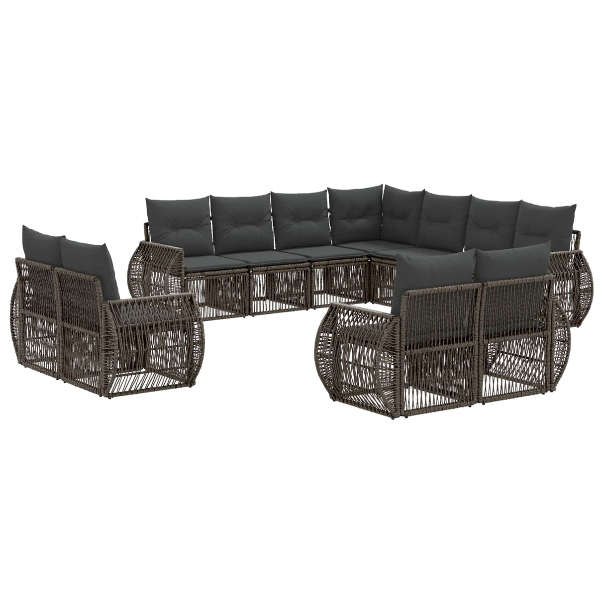 vidaXL Tuinbank Set 12 pcs Zwart en Crème Wit poly rattan