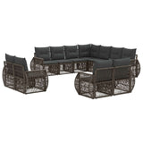 vidaXL Tuinbank Set 12 pcs Zwart en Crème Wit poly rattan