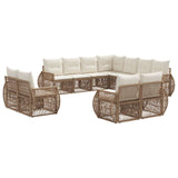 vidaXL Tuinbank Set 12 pcs Zwart en Crème Wit poly rattan