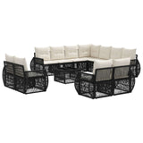vidaXL Tuinbank Set 12 pcs Zwart en Crème Wit poly rattan