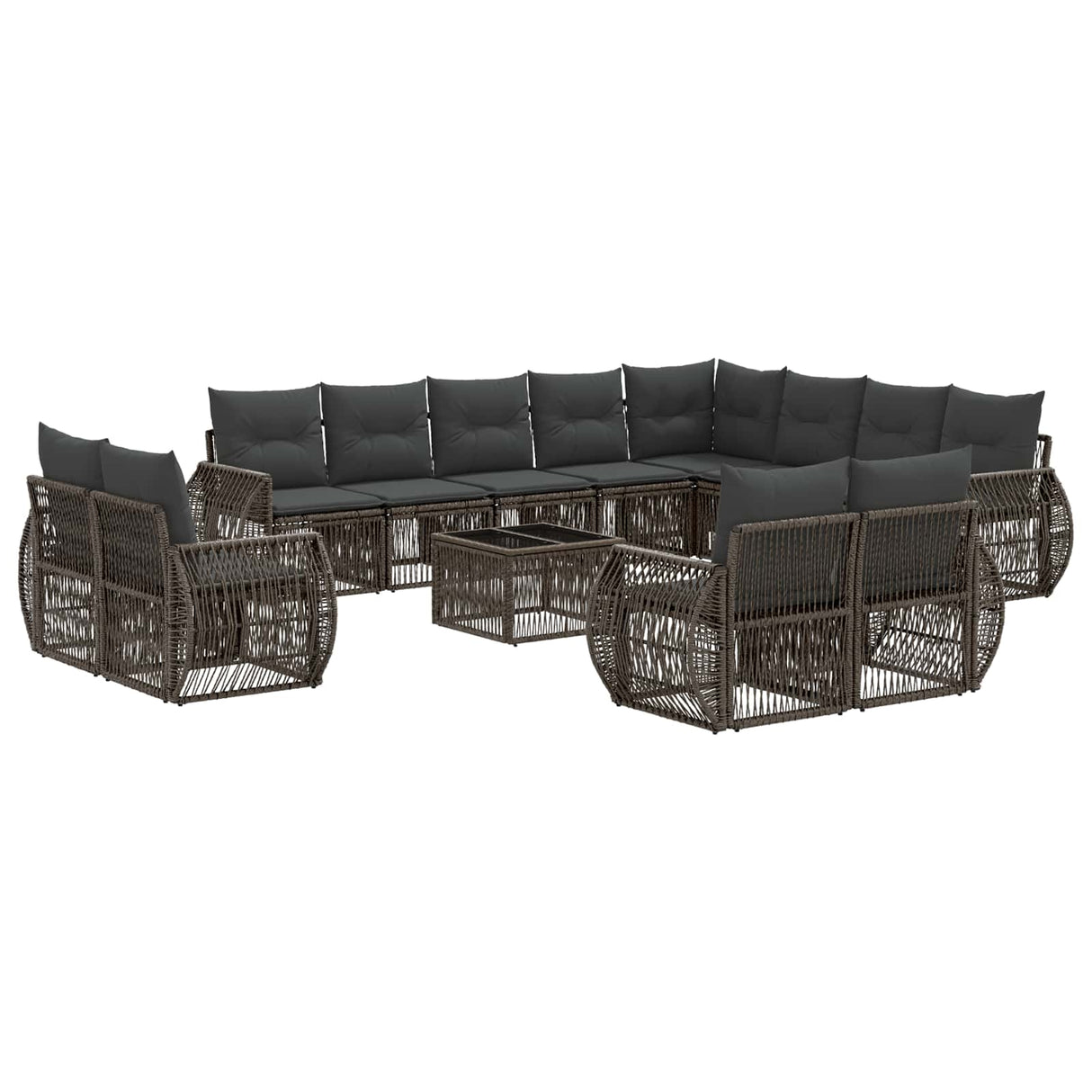 vidaXL Tuinbank Set 13 pcs Zwart en Crème Wit poly rattan