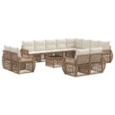 vidaXL Tuinbank Set 13 pcs Zwart en Crème Wit poly rattan