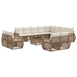 vidaXL Tuinbank Set 13 pcs Zwart en Crème Wit poly rattan