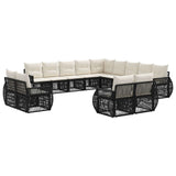 vidaXL Tuinbank Set 14 pcs Zwart en Crème Wit poly rattan