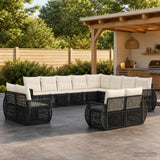 vidaXL Tuinbank Set 14 pcs Zwart en Crème Wit poly rattan