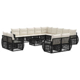 vidaXL Tuinbank Set 14 pcs Zwart en Crème Wit poly rattan