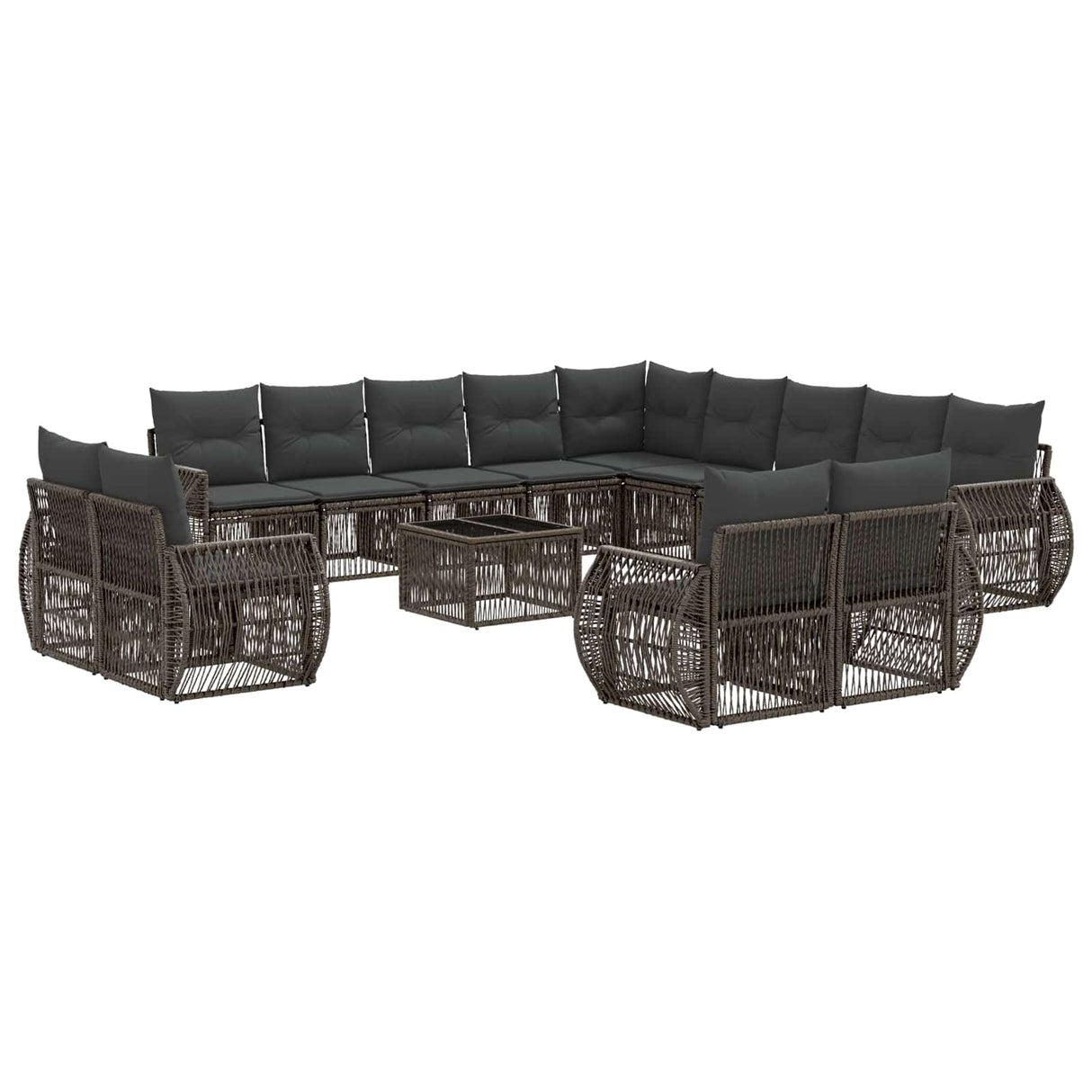 vidaXL Tuinbank Set 14 pcs Zwart en Crème Wit poly rattan