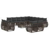 vidaXL Tuinbank Set 14 pcs Zwart en Crème Wit poly rattan