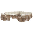 vidaXL Tuinbank Set 14 pcs Zwart en Crème Wit poly rattan