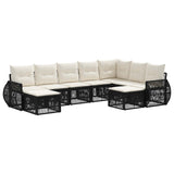 vidaXL Tuinbank Set 10 pcs Zwart poly rattan