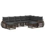 vidaXL Tuinbank Set 10 pcs Zwart poly rattan