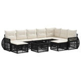 vidaXL Tuinbank Set 10 pcs Zwart poly rattan