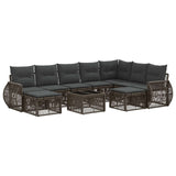 vidaXL Tuinbank Set 10 pcs Zwart poly rattan