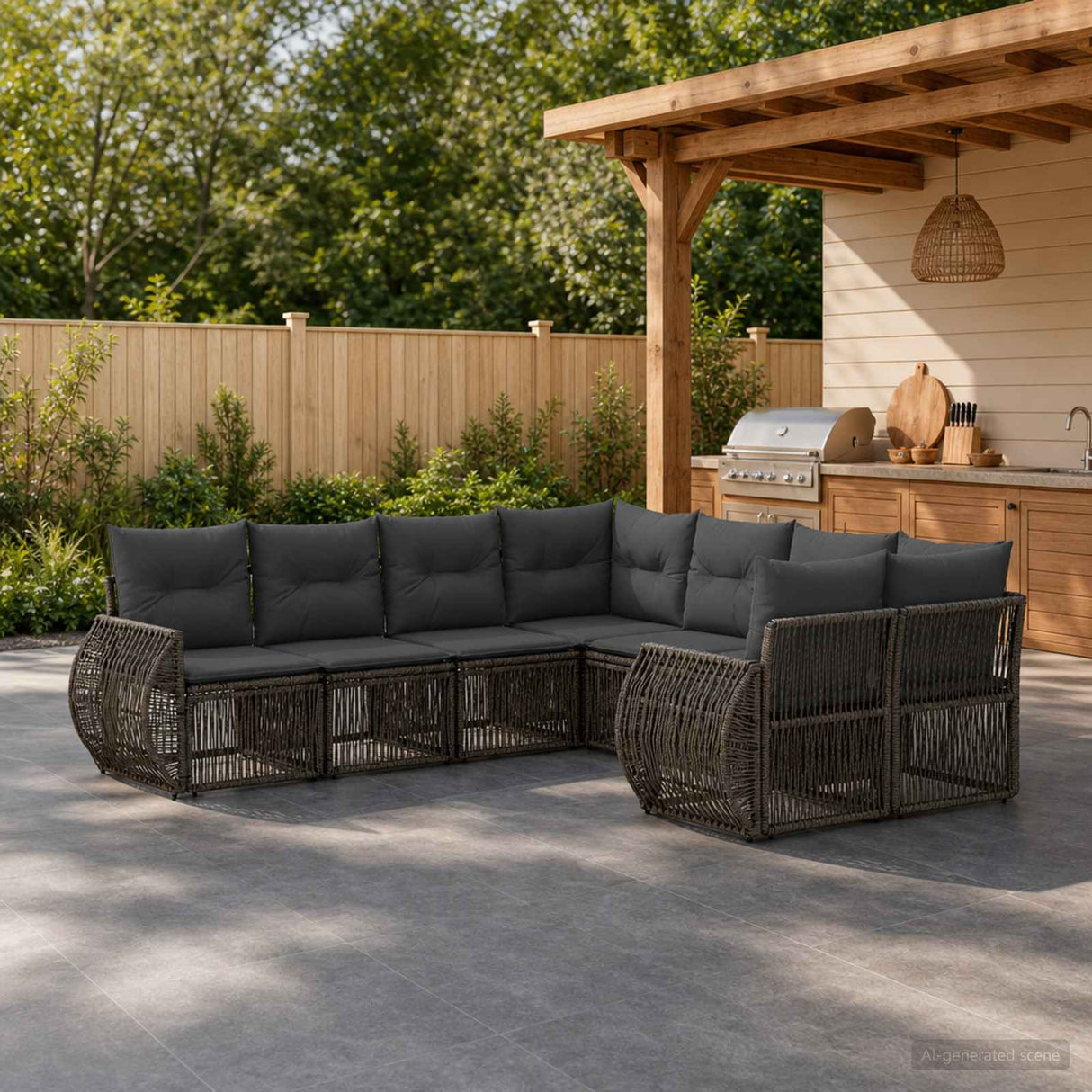 vidaXL Tuinbank Set 8 st 8-Aantal zitplaatsen Zwart poly rattan