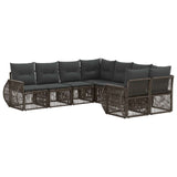 vidaXL Tuinbank Set 8 st 8-Aantal zitplaatsen Zwart poly rattan