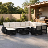 vidaXL Tuinbank Set 11 st Zwart poly rattan