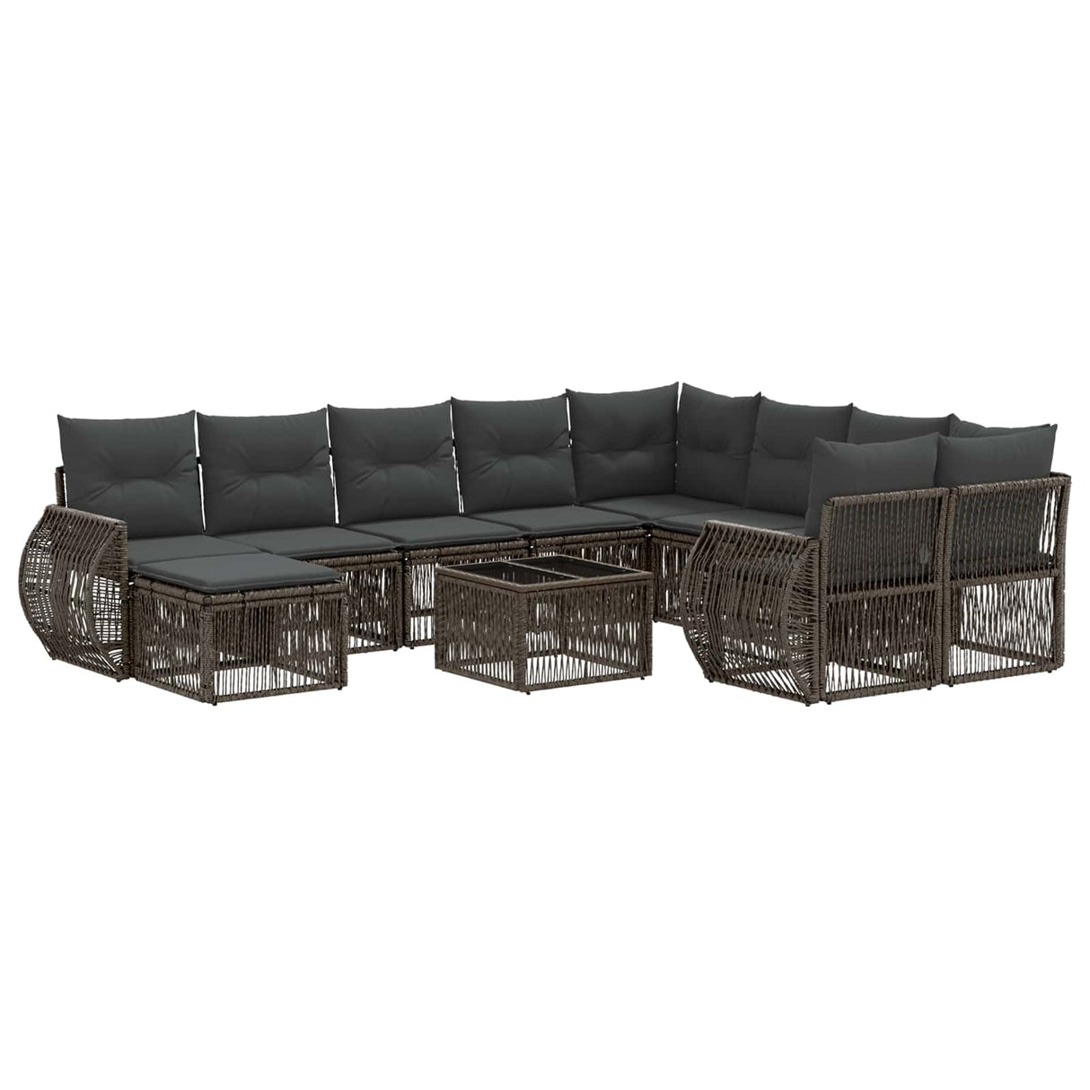 vidaXL Tuinbank Set 11 st Zwart poly rattan