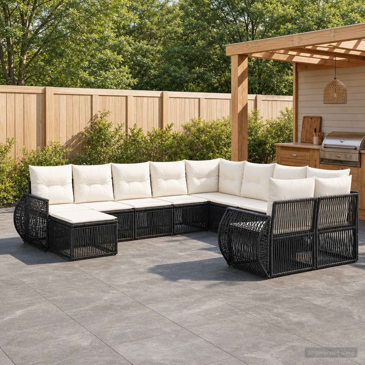 vidaXL Garden Sofa Set 12 pcs Black poly rattan