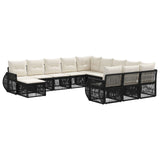 vidaXL Tuinbank Set 13 pcs Zwart poly rattan