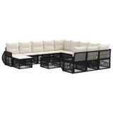 vidaXL Tuinbank Set 13 pcs Zwart poly rattan