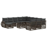 vidaXL Tuinbank Set 13 pcs Zwart poly rattan