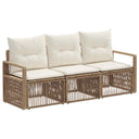 vidaXL Tuinbank Set 4 pcs Zwart poly rattan