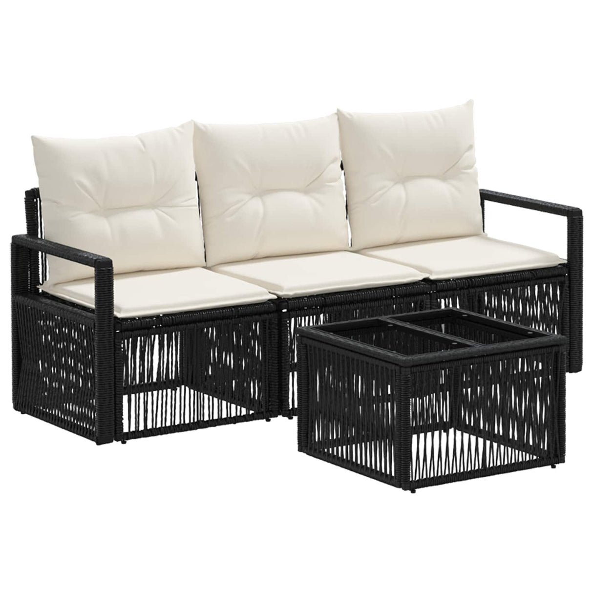 vidaXL Tuinbank Set 4 pcs Zwart poly rattan