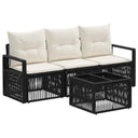 vidaXL Tuinbank Set 4 pcs Zwart poly rattan