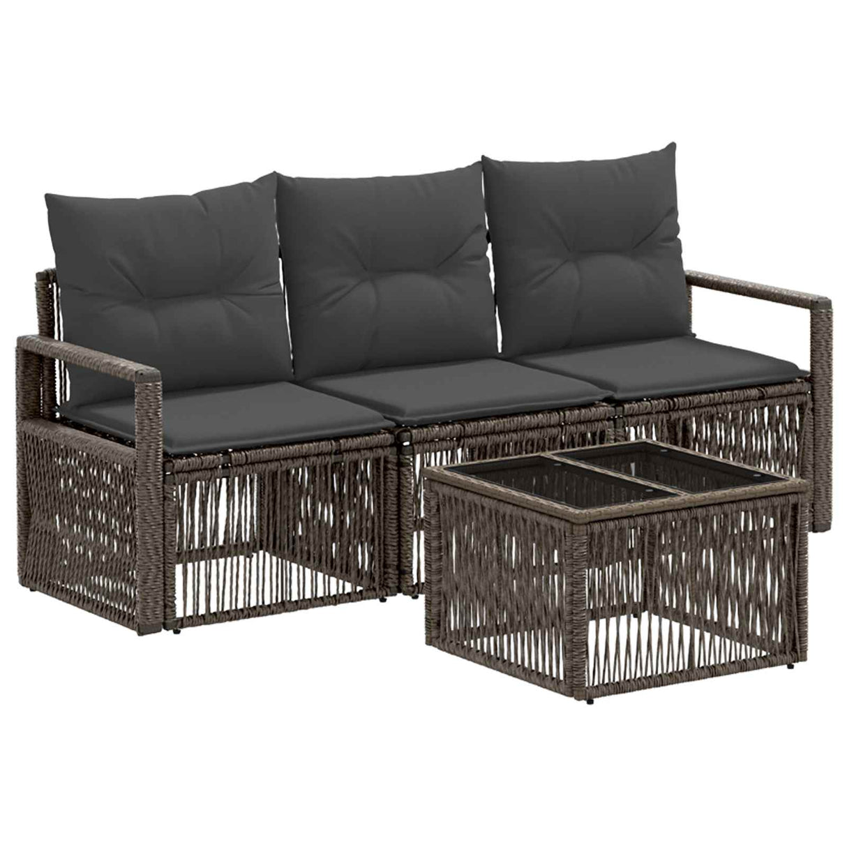vidaXL Tuinbank Set 4 pcs Zwart poly rattan