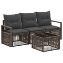 vidaXL Tuinbank Set 4 pcs Zwart poly rattan