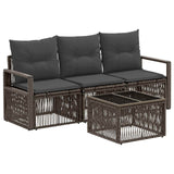 vidaXL Tuinbank Set 4 pcs Zwart poly rattan