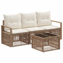 vidaXL Tuinbank Set 4 pcs Zwart poly rattan
