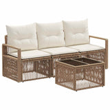 vidaXL Tuinbank Set 4 pcs Zwart poly rattan