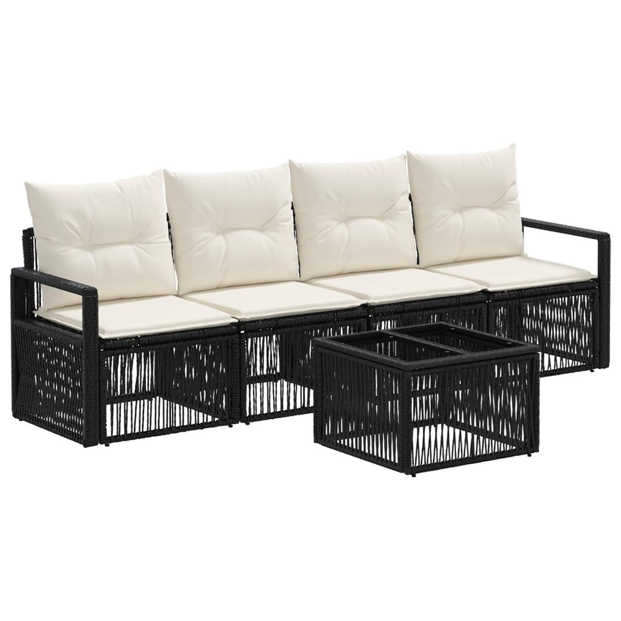 vidaXL Tuinbank Set 5 pcs Zwart poly rattan