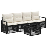 vidaXL Tuinbank Set 5 pcs Zwart poly rattan