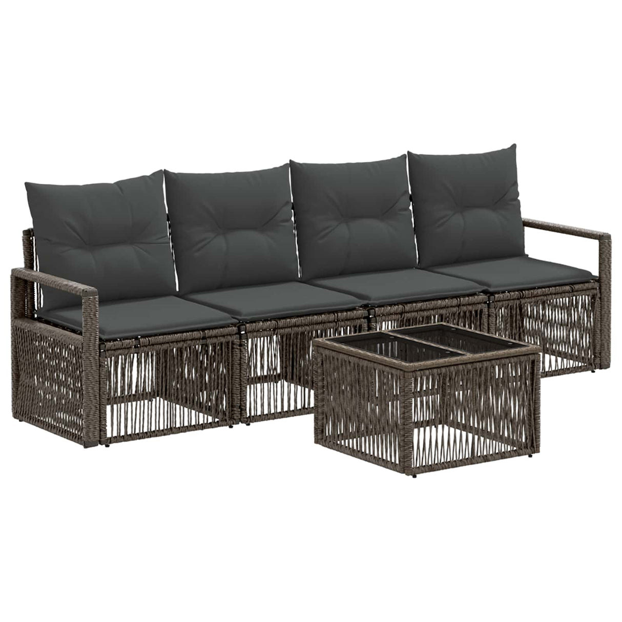 vidaXL Tuinbank Set 5 pcs Zwart poly rattan