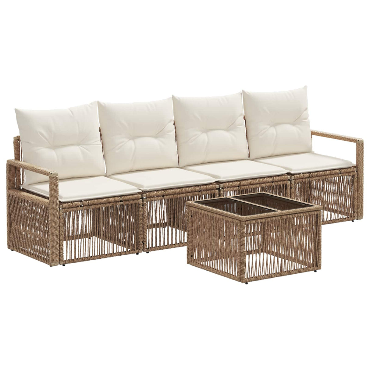 vidaXL Tuinbank Set 5 pcs Zwart poly rattan