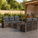 vidaXL Tuinbank Set 6 st Zwart poly rattan